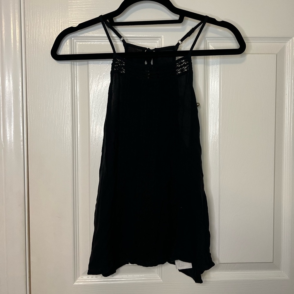 Black Hollister Crochet Cropped Halter Top